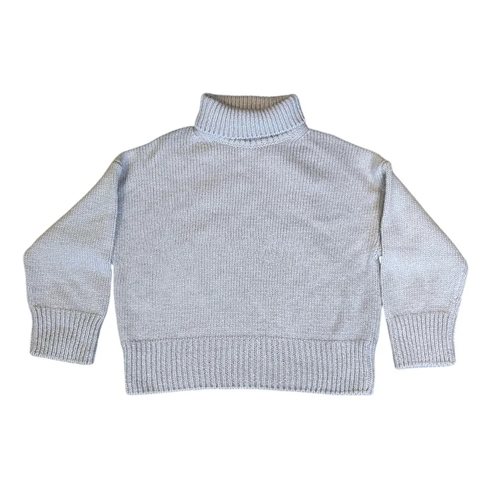 Scanlan Theodore Merino Wool Blend Knit Turtleneck Sweater Grey Women’s Small